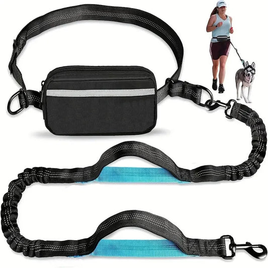 Hands-Free Dog Running Leash – Adjustable Waist Belt Lead for Medium & Large Dogs