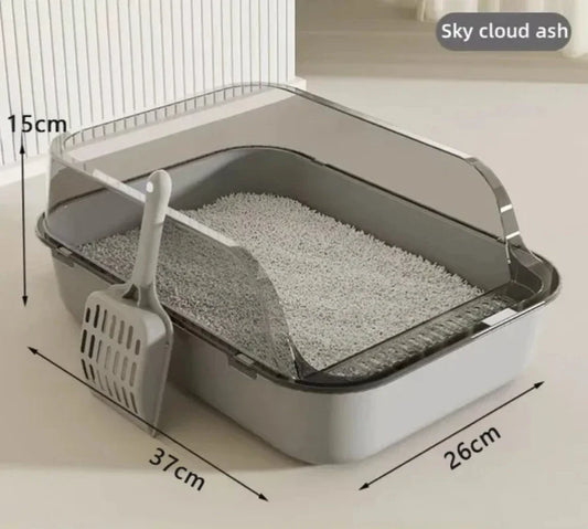 KittyClean™ Semi-Enclosed Cat Litter Box – Splashproof High-Sided Tray