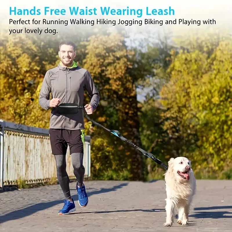 Hands-Free Dog Running Leash – Adjustable Waist Belt Lead for Medium & Large Dogs