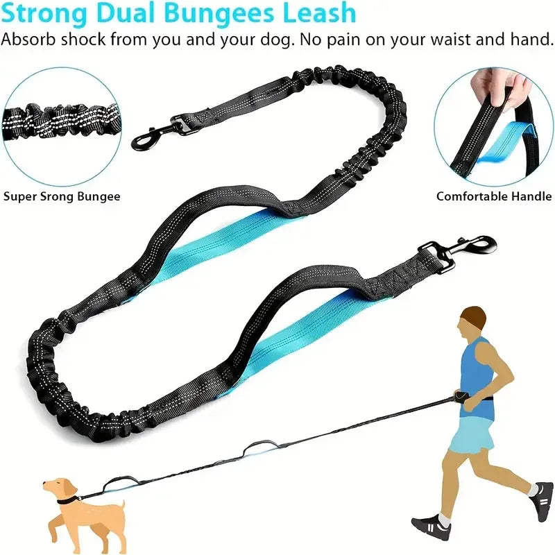 Hands-Free Dog Running Leash – Adjustable Waist Belt Lead for Medium & Large Dogs