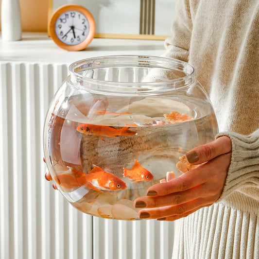 Clear Round Fish Bowl – Portable Plastic Aquarium for Goldfish & Small Pets