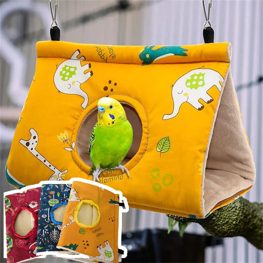 Cozy Triangle Bird Hammock – Hanging Warm Nest Bed for Parrots & Small Birds