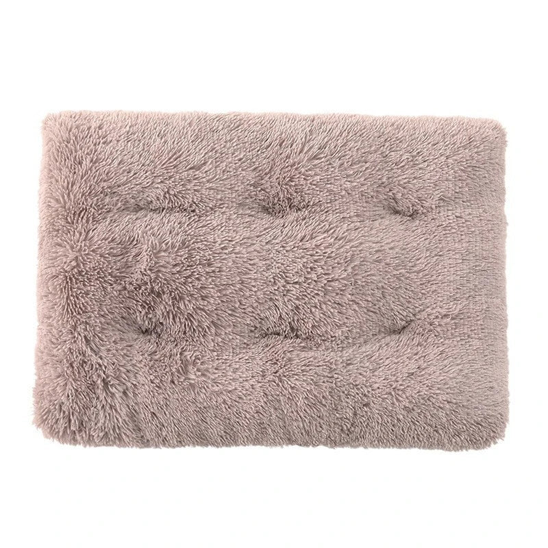 SnuggleSquare™ Plush Pet Bed Mat – Soft Washable Cushion