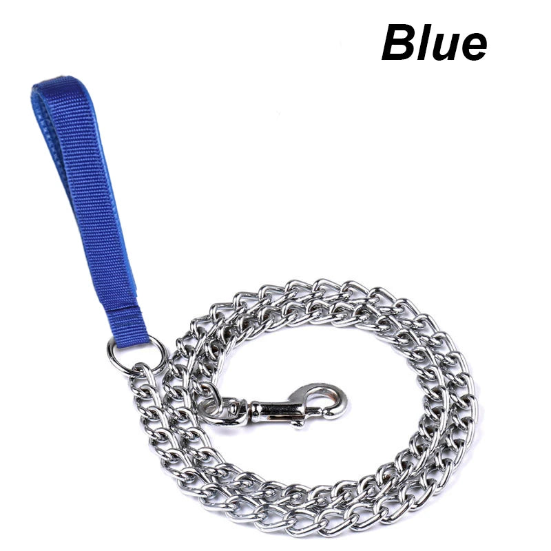 SteelPaw™ Anti-Bite Chain Leash – 120cm Metal Dog Leash with Soft Grip Handle