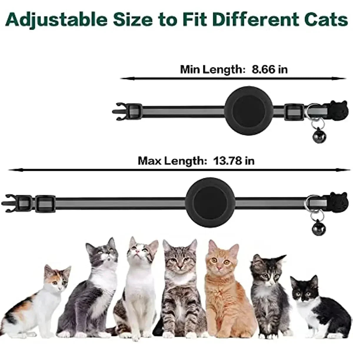 TrackPaws™ Breakaway AirTag Cat Collar – Reflective with Bell & Holder