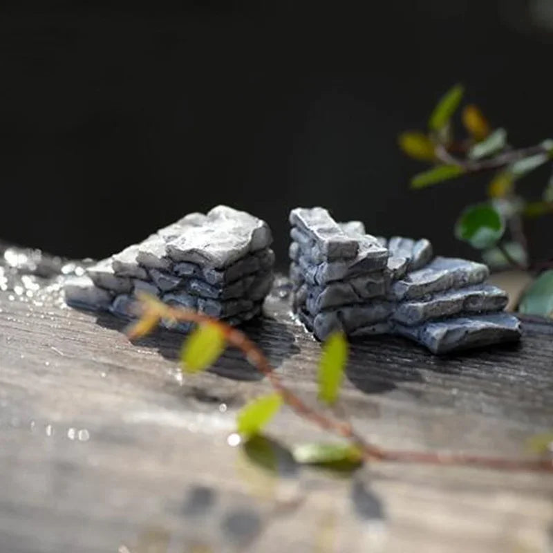 5-Piece Miniature Stone Stairs Figurines – Fairy Garden & Micro Landscape Decor