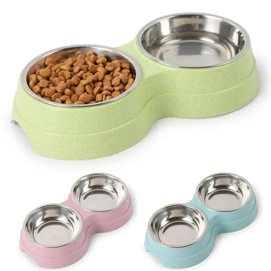 Mini Munch Duo – Stainless Steel Double Bowl for Small Pets