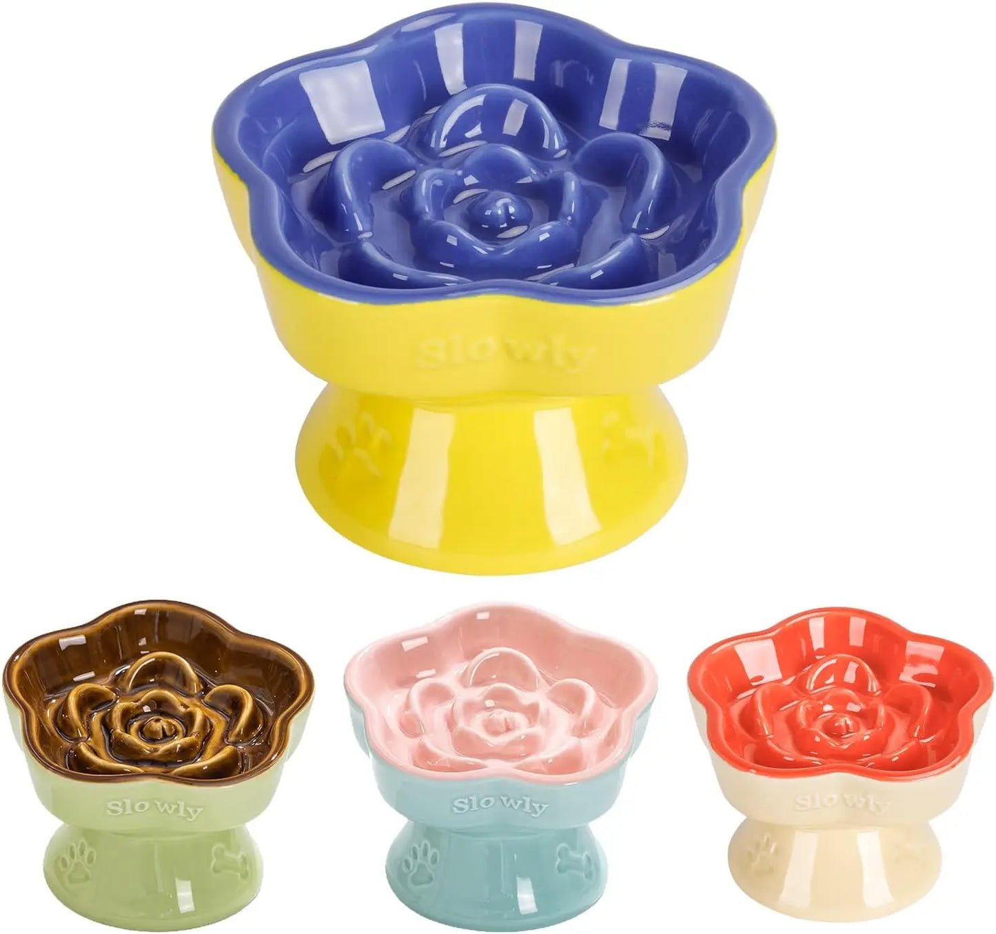 Elevated Ceramic Slow Feeder Bowl