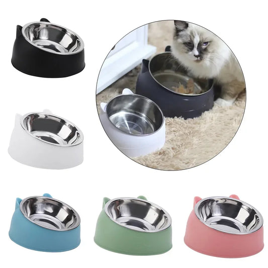 Tilted Pet Bowl with Bamboo Stand