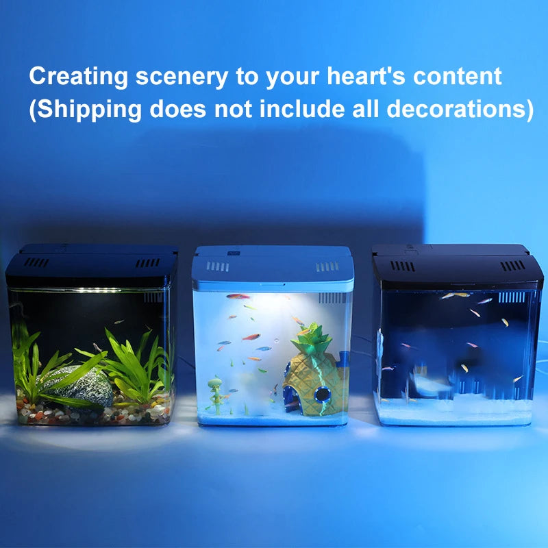 Mini Tabletop Fish Tank – Compact Self-Circulating Eco Aquarium