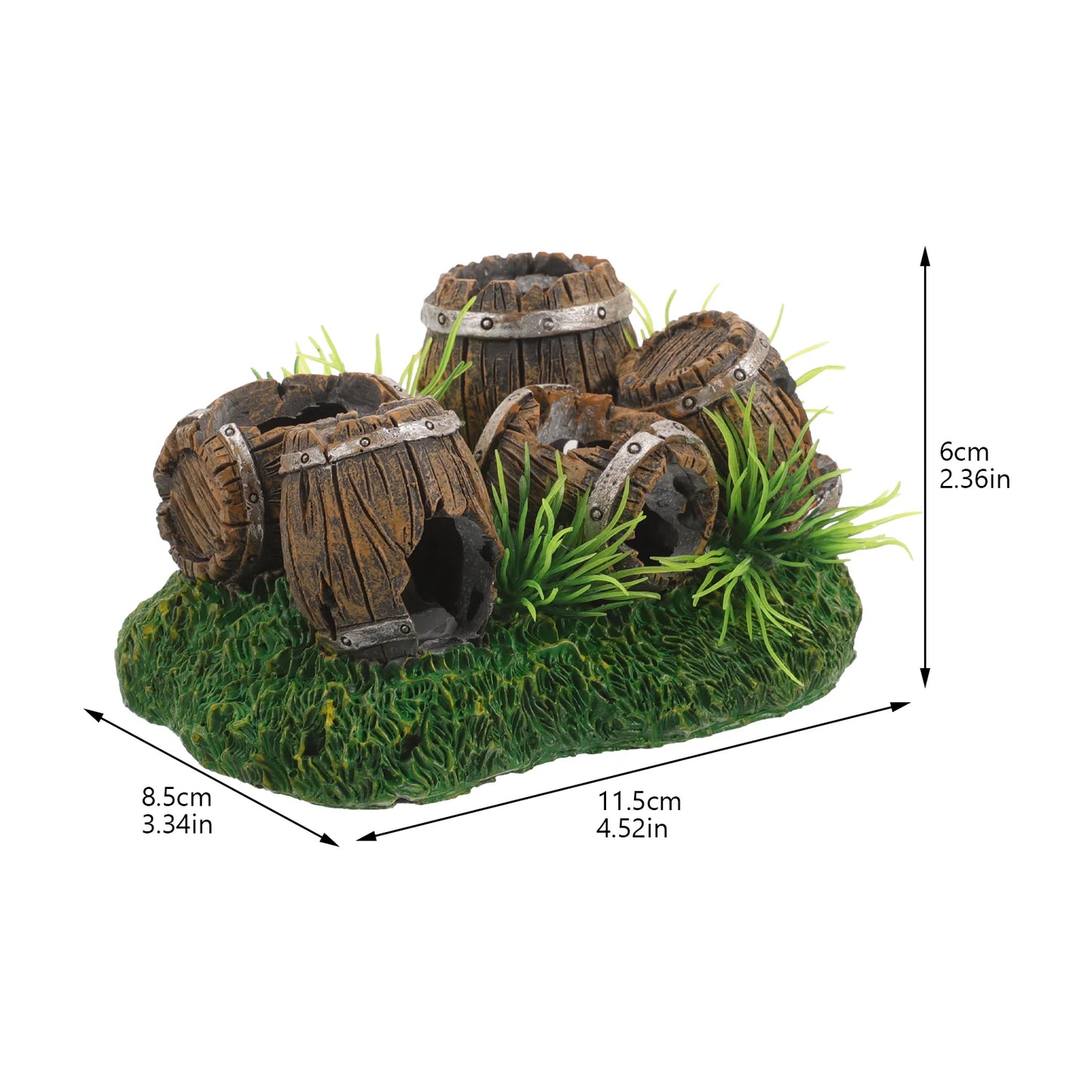 Rustic Barrel Aquarium Hideout – Wooden Fish Tank Cave & Shrimp Shelter