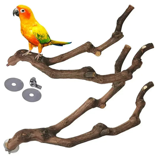 Natural Grape Wood Perch – Bird Cage Stand & Claw Grinding Toy for Parrots & Small Birds