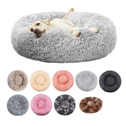 Plush Round Pet Bed – Washable & Warm for Dogs and Cats