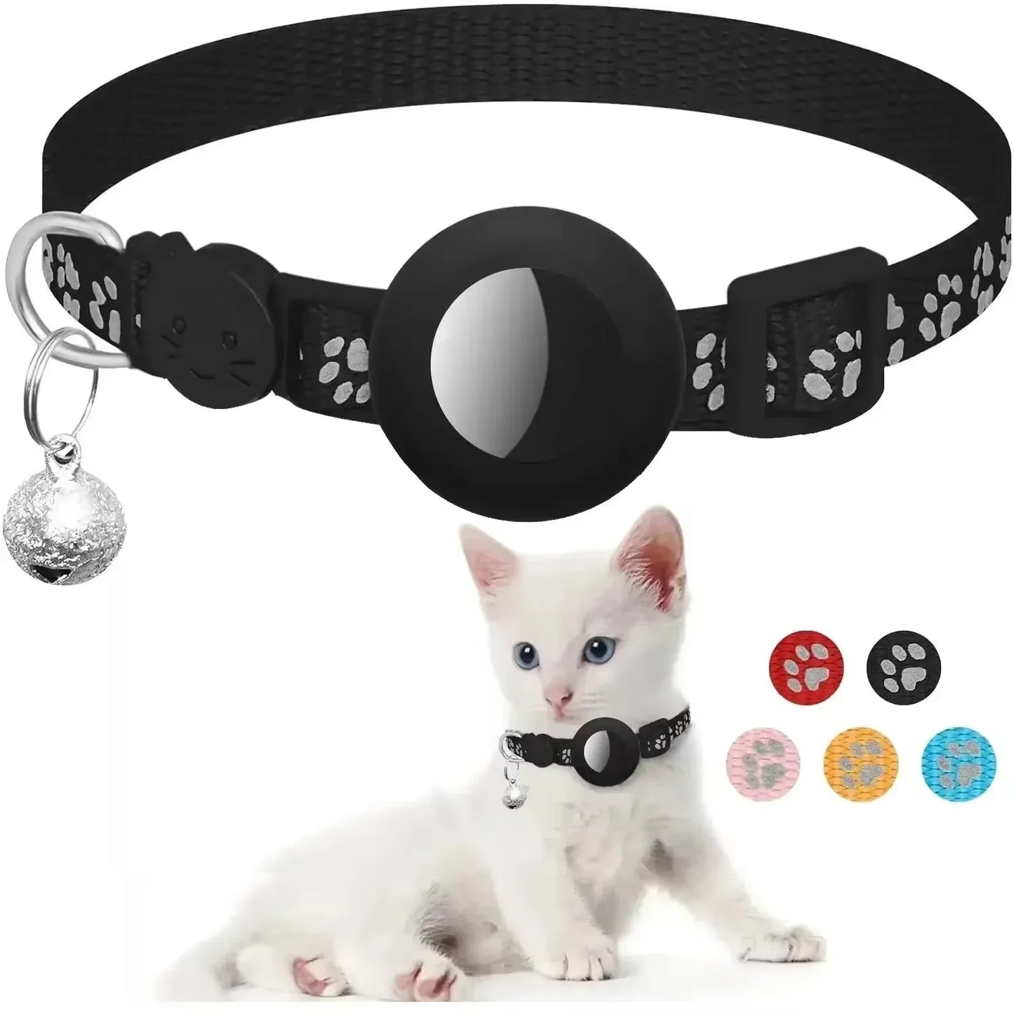 TrackPaws™ Breakaway AirTag Cat Collar – Reflective with Bell & Holder