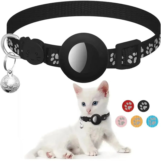 TrackPaws™ Breakaway AirTag Cat Collar – Reflective with Bell & Holder
