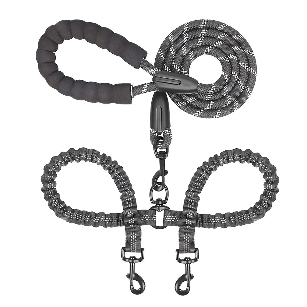 Dual Dog Leash Coupler – No-Tangle Double Lead for Walking Two Dogs