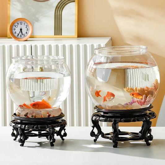 Clear Round Fish Bowl – Portable Plastic Aquarium for Goldfish & Small Pets